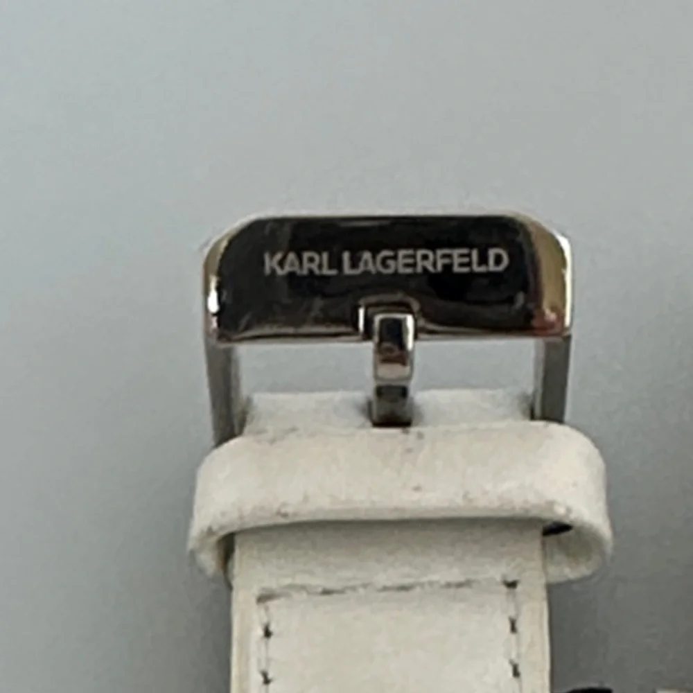 Karl Lagerfeld Silver and lWhite leather watch Bracelet